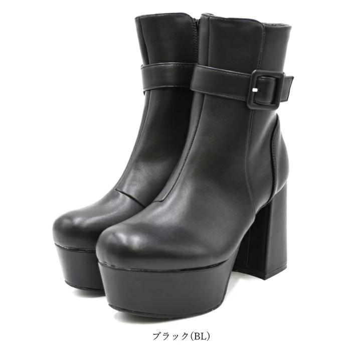 by あしながおじさん 厚底 チャンキーヒールブーツ 8710541 美脚