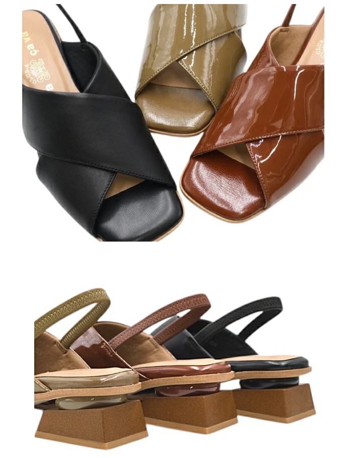 cava cava（サヴァサヴァ） スクエアクロスサンダル 1320621 エナメル