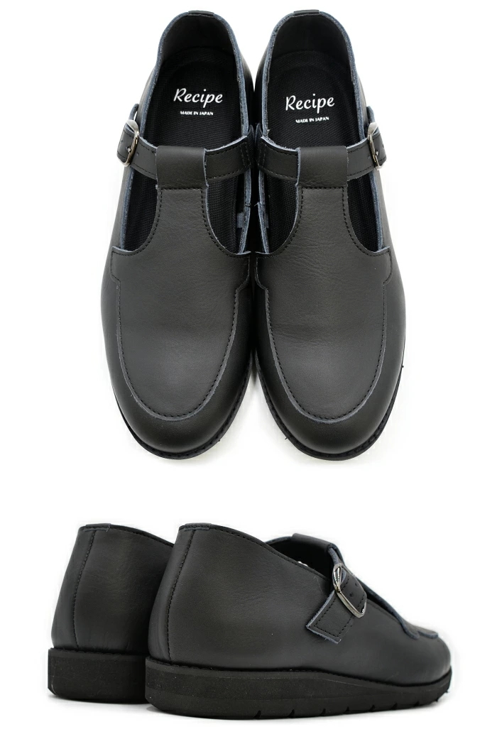 Recipe（レシピ） Tストラップシューズ RP-538 レザー スリッポン