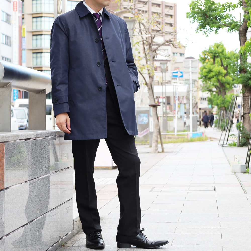 スーツのアウトレット工場 コート メンズ デニム調 ビジネスコート