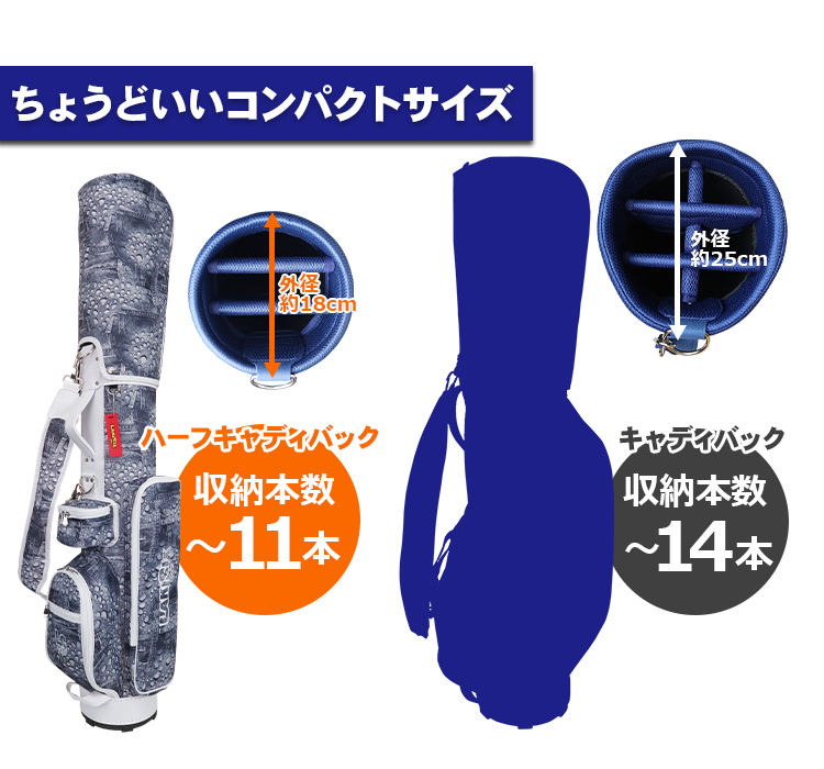 LAKISIX ゴルフ ハーフ キャディバッグ 7型 3分割 ポップ カラフル 総
