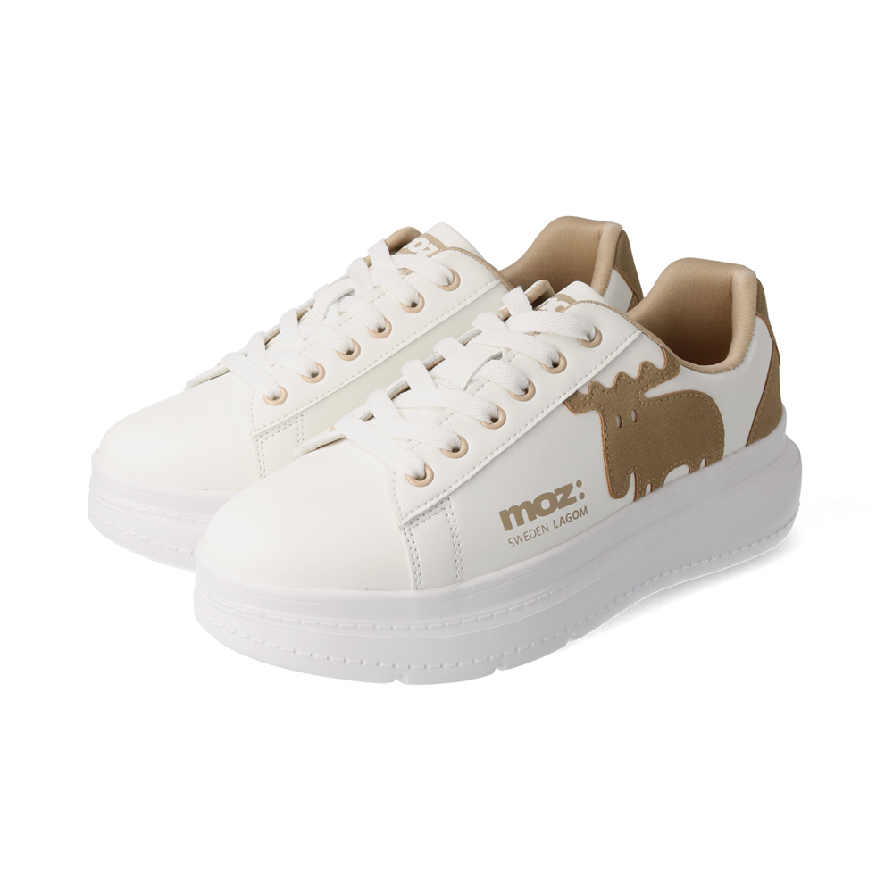 moz スニーカー 紐あり ぺたんこ靴 レディース ミドルヒール