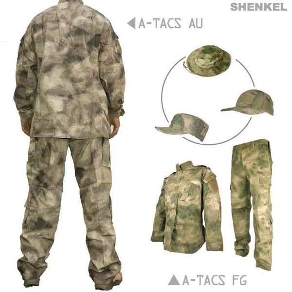SHENKEL 迷彩服 上下 帽子 セット A-TACS FG AU ブーニーハット パトロールキャップ ベースボールキャップ サバゲー