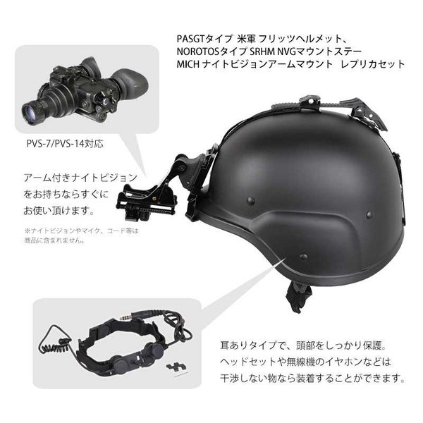 SHENKEL US軍隊 SWAT フリッツヘルメットBK ＆ NVG マウント ステー 