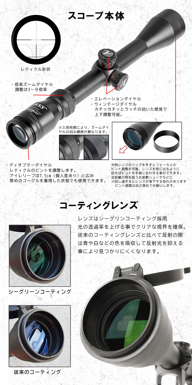 SⅡS 3-９倍ライフルスコープ+20mmレイル マウントセット 楽天市場】【送料無料】Sutekusライフルスコープ3-9×40E光度11