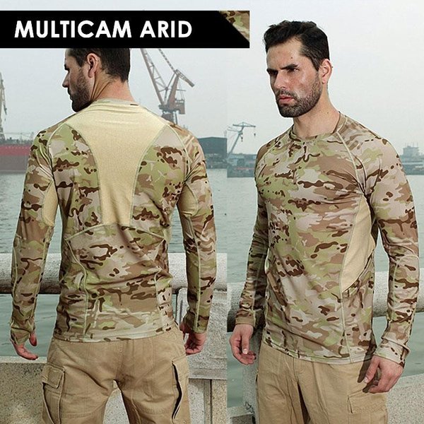 送料無料】SHENKEL 迷彩 タクティカル Tシャツ 長袖 スパンデックス