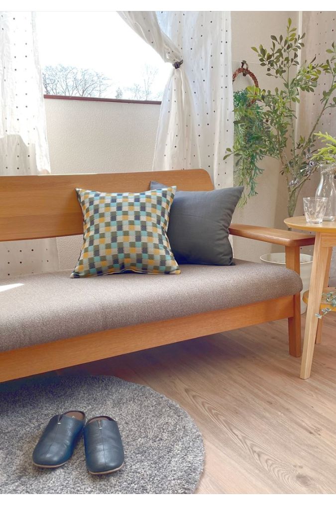 金鵄（きんし） クッションカバー 45×45 おしゃれ チェック ジャガード