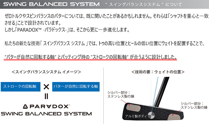 入荷しました！】BGT PARADOX Mallet Zero Torque Putter Stability