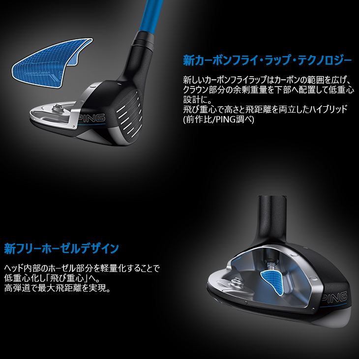 G440 PING ハイブリッド 標準クラブ + スリーブ付シャフト[UT]ピンPING