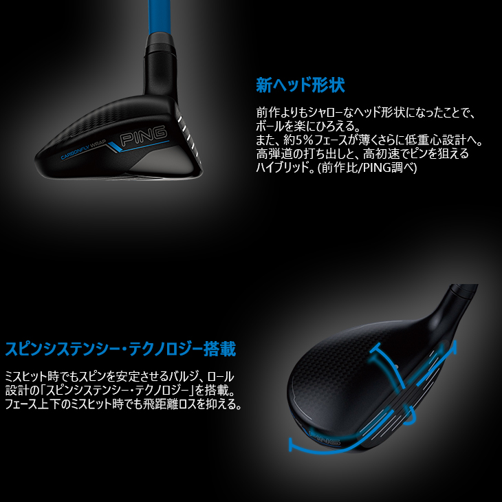 G440 PING ハイブリッド 標準クラブ + スリーブ付シャフト[UT]ピンPING