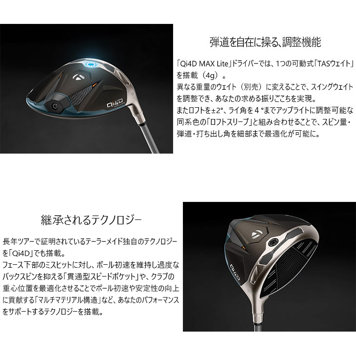 TaylorMade（テーラーメイド） Qi4D MAX LITE ドライバー 標準クラブ +