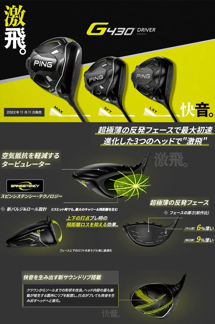 OVD購入特典付】PING ピン G430 ドライバー LST 1W DERA MAX GOLF