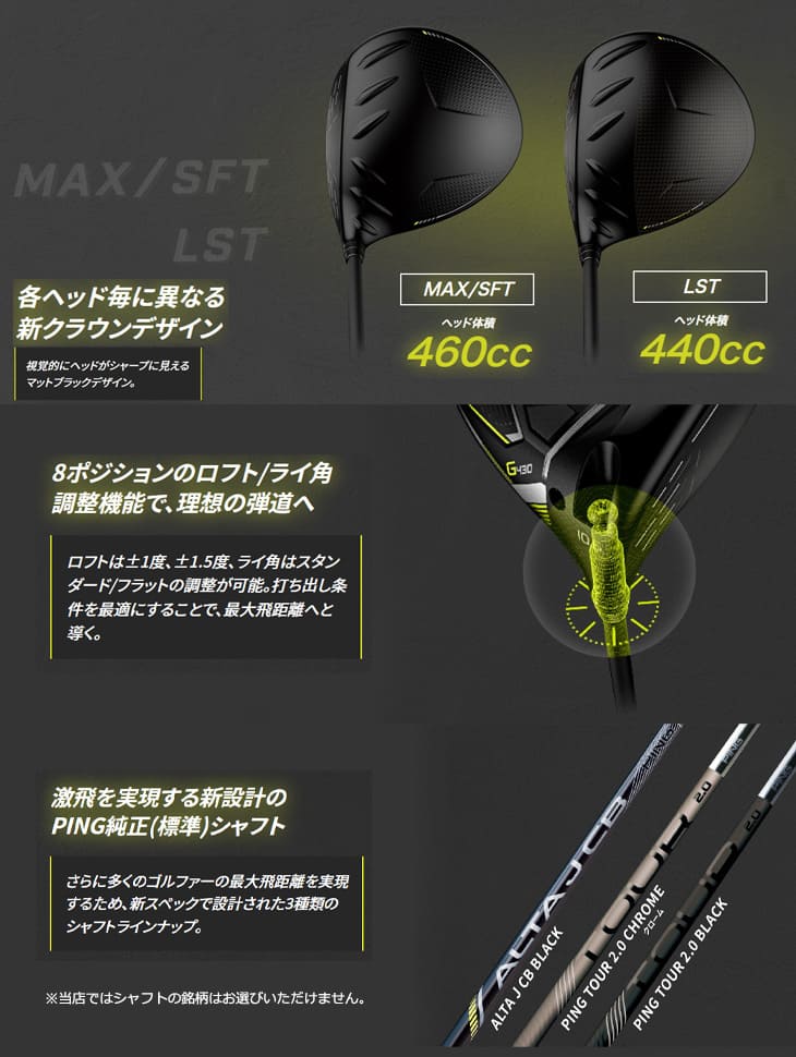 OVD購入特典付】PING ピン G430 ドライバー LST 1W DERA MAX GOLF