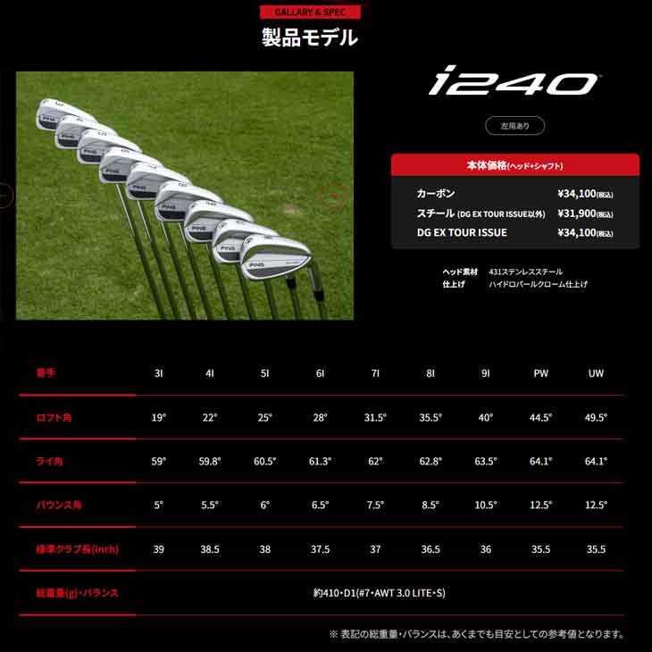 PING（ピン） PING i240 アイアン 6-P 5本セット PING TOUR 2.0