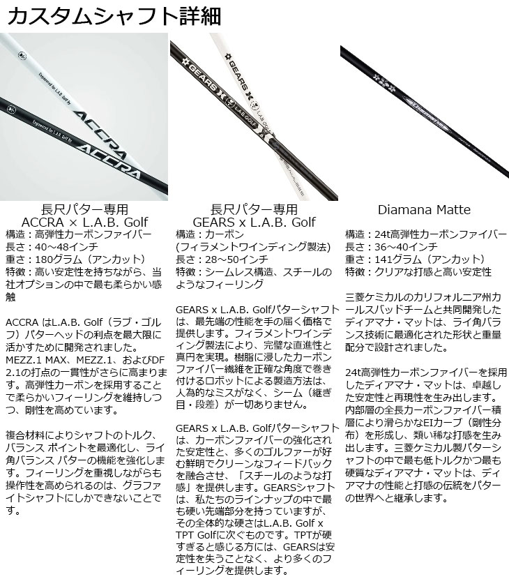 メーカーカスタム】L.A.B. GOLF ラブ・ゴルフ 中尺 DF3i カウンター