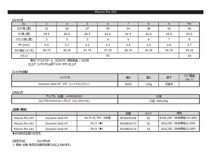 Mizuno Pro 【ガラスコーティング無料】【リシャフト対応可能
