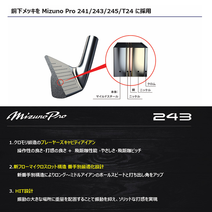 在庫品即納】【リシャフト対応可能】2023年純正 Mizuno Pro 243