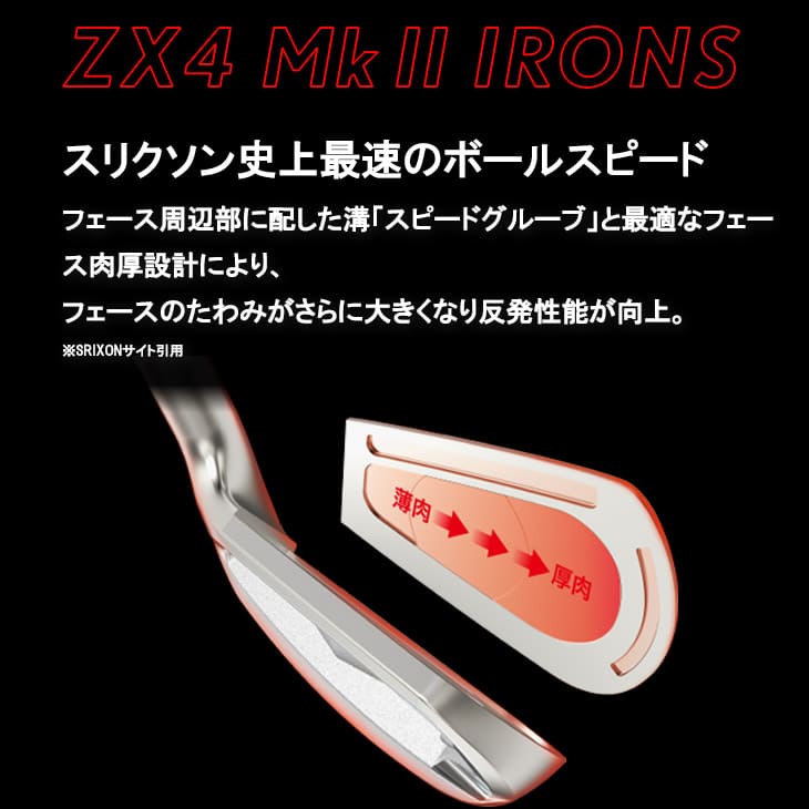 長さ変更可能 即納 スリクソン ZX4 アイアン IRON 6本セット(5I〜PW) スチールファイバー i シリーズ(テーパー)  SteelFiber TRUE TENPER メーカー純正