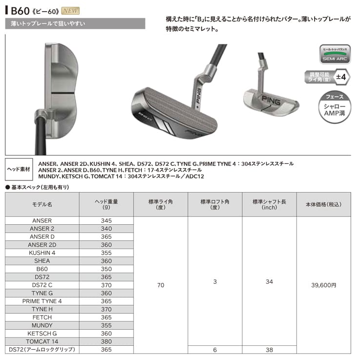 新価格】【在庫品即納】ピン PING 2024 PUTTER パター ANSER 2/ANSER D/B60/33インチ/標準仕様クラブ :  p24-pt1-33in- : カスタムクラブ工房 OVDGOLF - 通販 - Yahoo!ショッピング