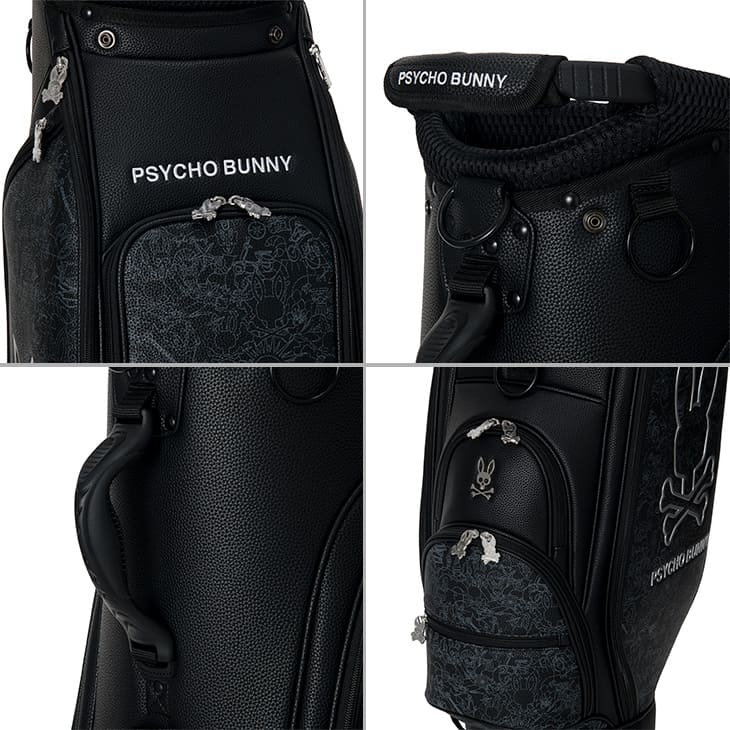 サイコバニー 　キャディバッグ　　【9型】　　ブラック　　 pbmg6bc3 Psycho Bunny（サイコバニー） 【キャディバッグの下取り・修理承り