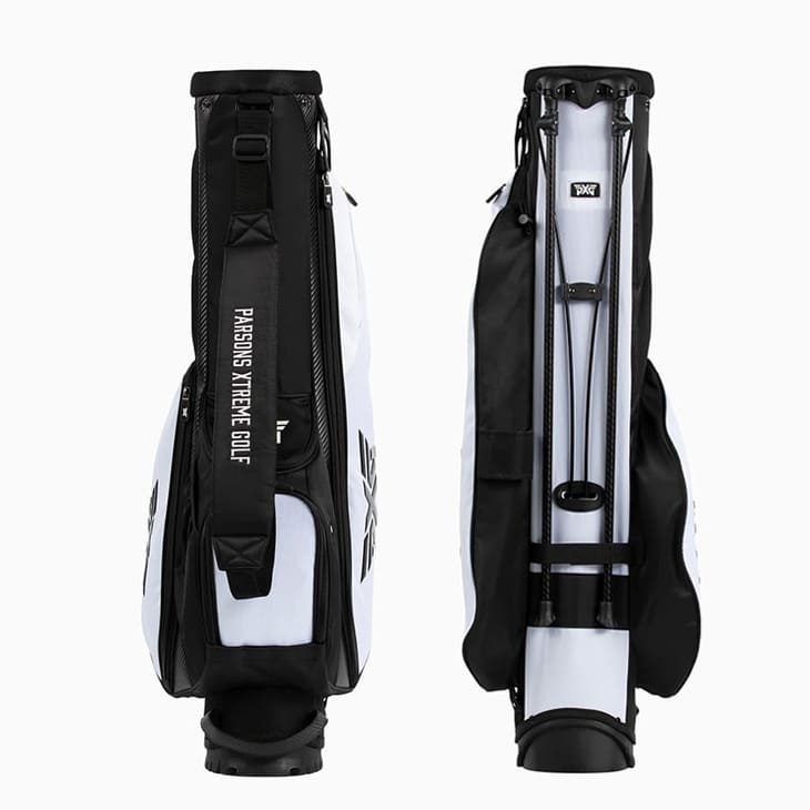 【検品済】PXG SUNDAY STAND BAG サンデースタンドバッグ B-UGB14-FM スタンドキャディバッグ ブラックホワイト 口枠2分割  ネームプレート無し