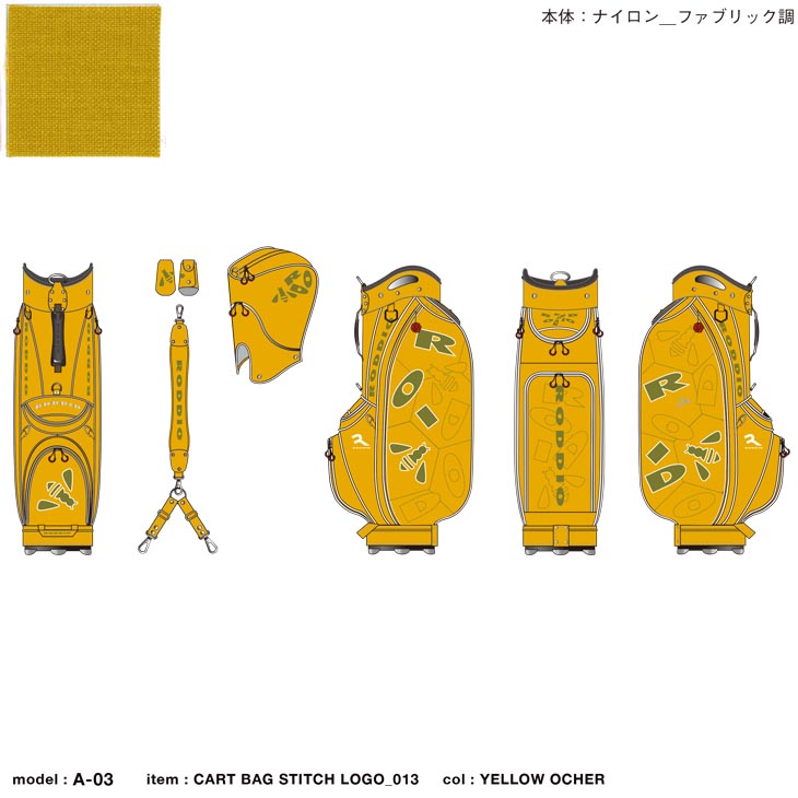 Roddio ロッディオ　ゴルフキャディバッグ 黒と黄色 RODDIO（ロッディオ） マンスリーキャディバッグ 「オリーブ