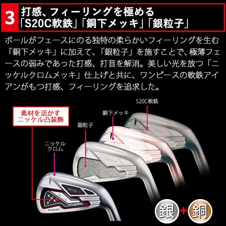 単品購入可 RomaRo RomaRo/Ray V-V2-IRON/#7〜PW(4本セット)/ロマロ