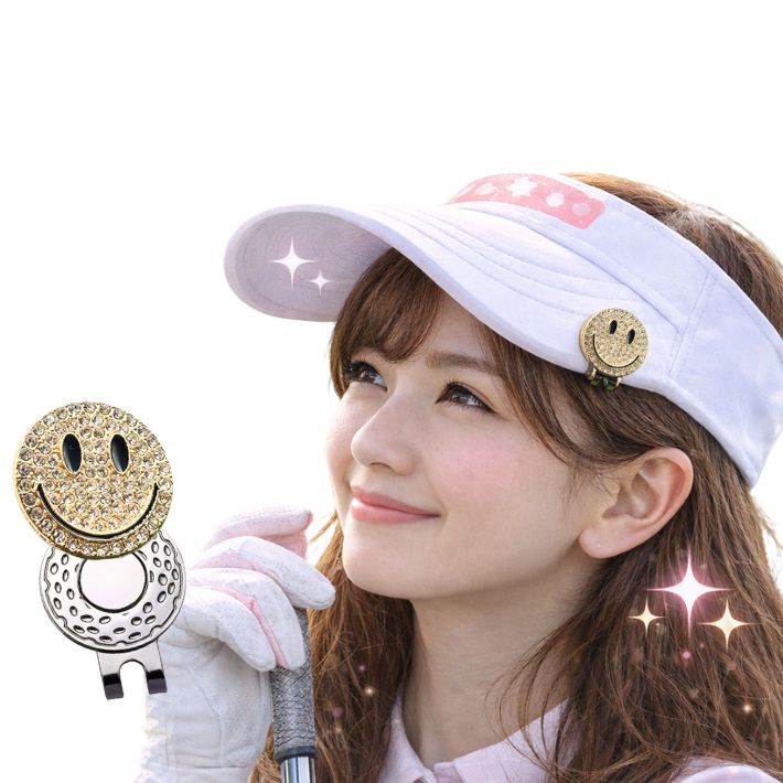 ゴルフマーカー ハットクリップ スマイル マグネット スマイリー