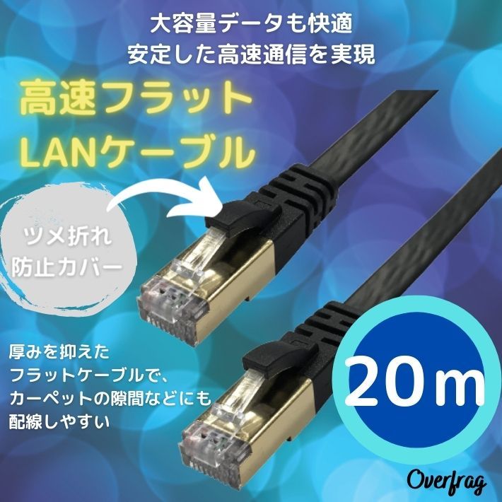 10個セット LANケーブル フラット CAT6 20m 黒 AS-CAPC040X10-