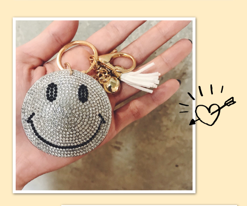 スマイル ニコちゃんチャーム アクリルストーン キラキラ キーホルダー