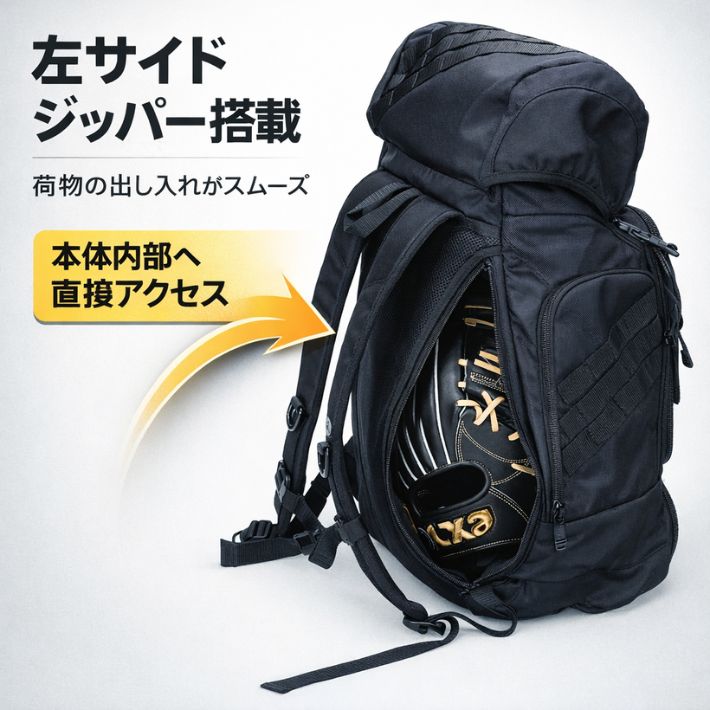 ザナックス BAG821 野球バッグ 42L フラップ型 リュック 防犯