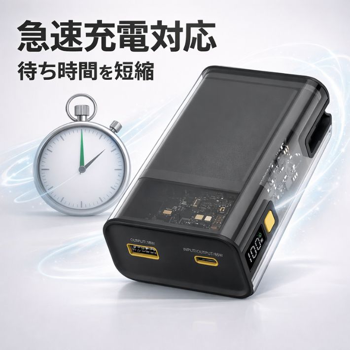 【新品液晶・Office2024・高寿命バッテリー・65W高出力PD充電器付き】 モバイルバッテリー 65W 急速充電 20000mAh PD対応 ノートPC充電 USB-C