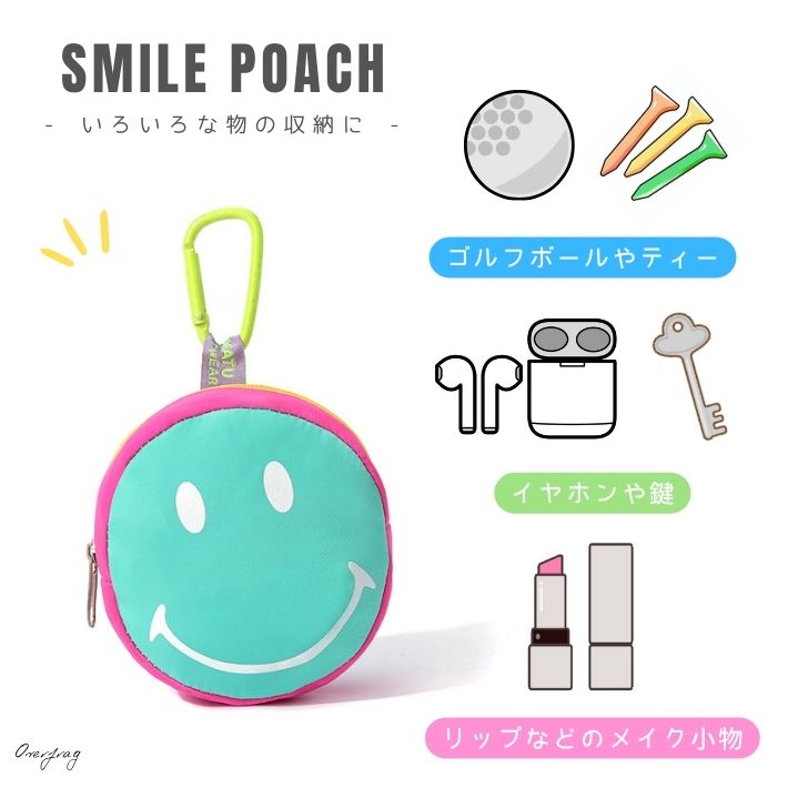 ゴルフ　ティーホルダー　ニコちゃん　リボン　ゴルフボール　ゴルフポーチ　ベルト ゴルフ ボールケース 2 個用 ボールポーチ おしゃれ ゴルフ