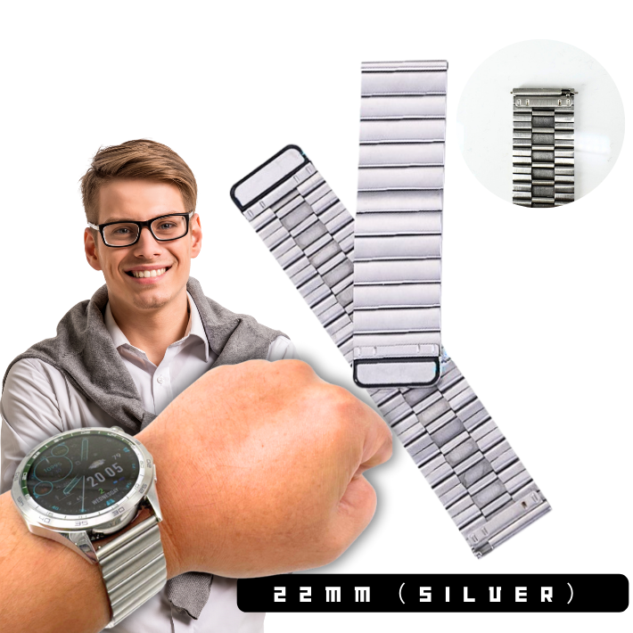 Huawei Watch GT4 用 シルバーメタルバンド 新品 工具不要で交換可 22mm ファーウェイ gt4 アップルウォッチ 交換バンド