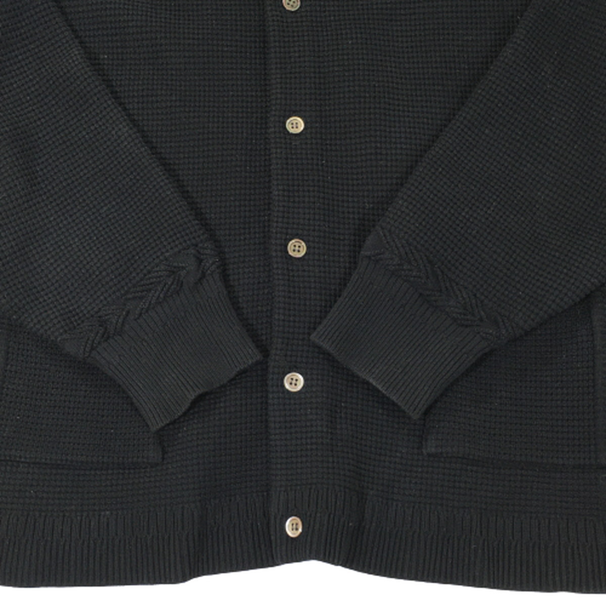 【中古】YASHIKI ヤシキ カーディガン ワッフル ニット ブラック Hisetu Cardigan BLACK 飛雪 黒 2