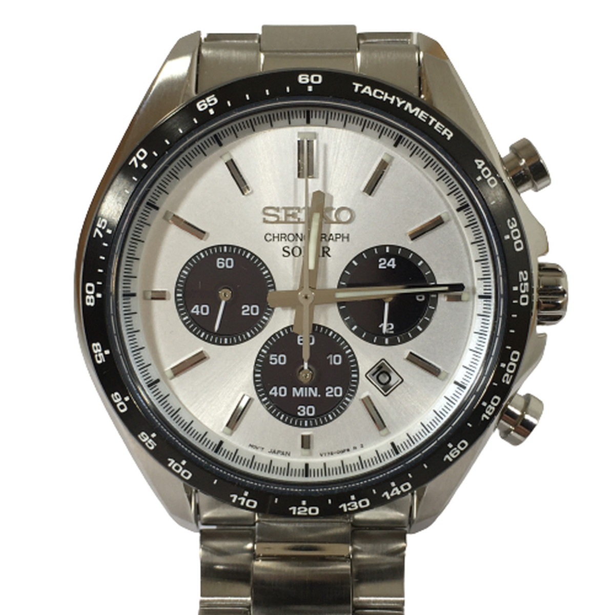 【中古】【美品】SEIKO SELECTION セイコー セレクション パンダ クロノグラフ ソーラー 時計 ステンレス SBPY165 白 V175-0FA0