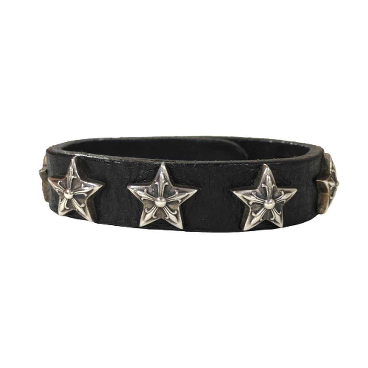 Yahoo! Yahoo!ショッピング(ヤフー ショッピング)【中古】【良品】クロムハーツ CHROME HEARTS ブレスレット 2ボタン2スナップ スター レザーブレス 原本 SIZE 8 2SNP 2BTN STAR