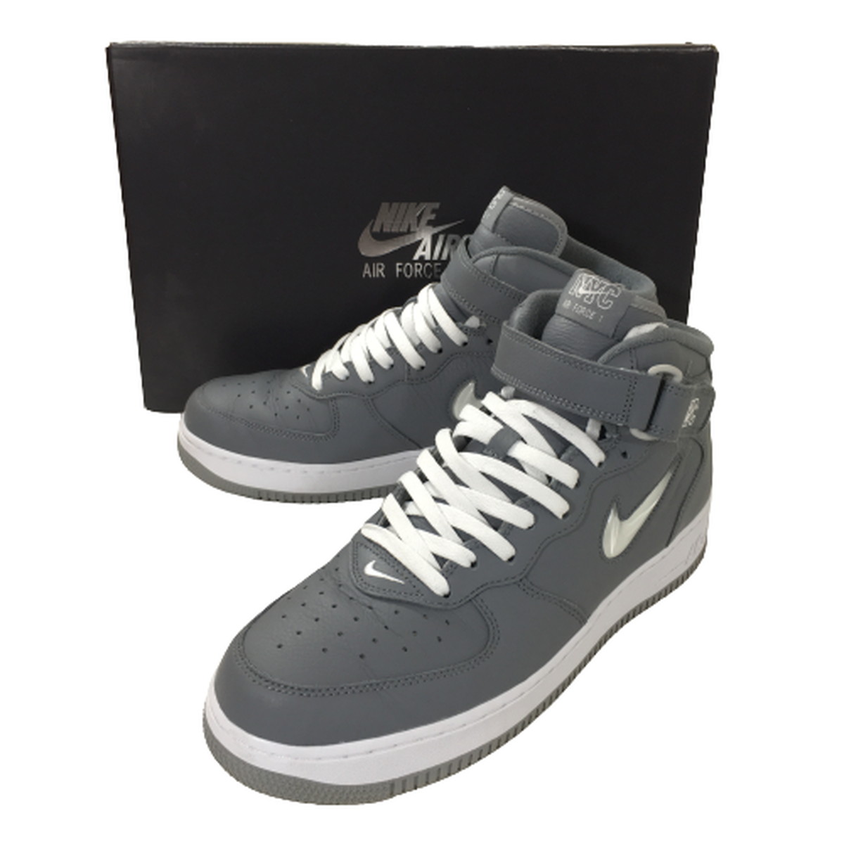 中古】【極美品】ナイキ NIKE AIR FORCE 1 MID 07 QS NYC COOL GREY