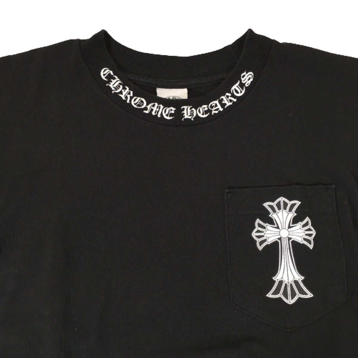 【中古】クロムハーツ CHROME HEARTS ポケット Tシャツ ダブルクロス DBL CH CRS バックプリント 黒 ブラック BLACK  T-SHIRT TEE 半袖 S