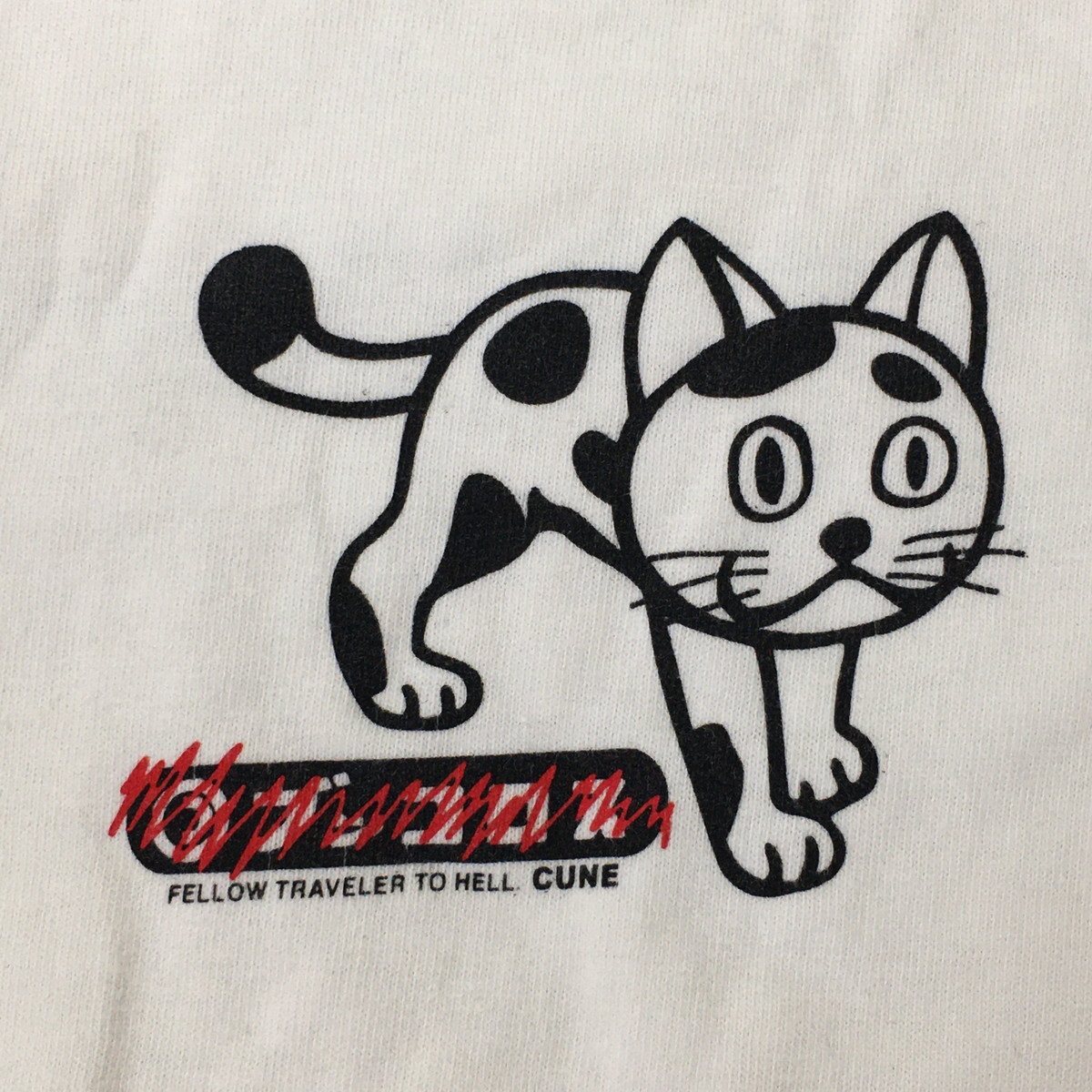 【中古】CUNE キューン Tシャツ ブッコロス猫 CLASSICS 半袖 白 ホワイト XS