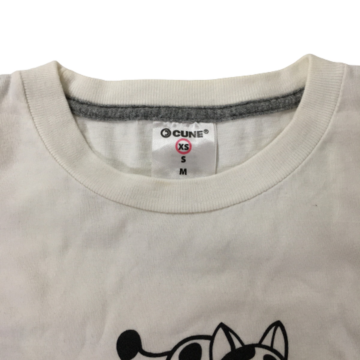 【中古】CUNE キューン Tシャツ ブッコロス猫 CLASSICS 半袖 白 ホワイト XS