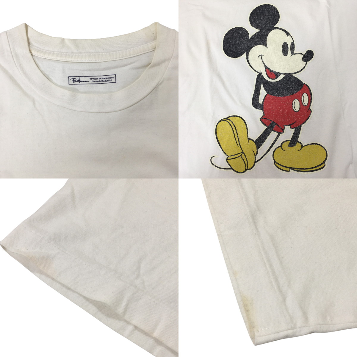 【中古】Ron Herman x DISNEY ロンハーマン ミッキー ディズニー Tシャツ 10周年記念 20SS MICKEY T-Shirt  S/S TEE 白 半袖 3020900218 M