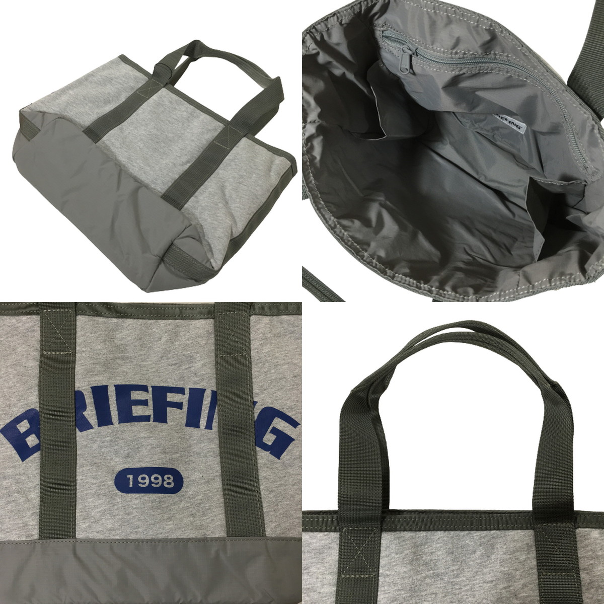 未使用品 ブリーフィング BRIEFING COLLEGE TOTE S トートバッグ カレッジロゴ グレー GREY 灰色 BRA233T07｜overlap｜05