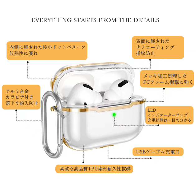AirPods Pro 第2世代 ケース AirPods3 第3世代 Pro2 ケース クリア エアーポッズ プロ2 イヤホン カバー アイポッツ 透明｜overpass｜13
