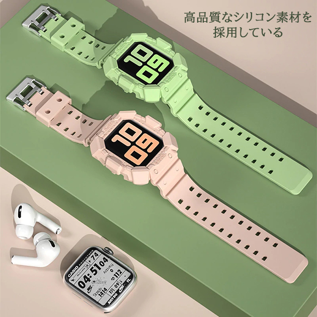 Apple Watch 9 SE バンド 女性 アップルウォッチ Ultra G 一体型 バンド 45mm シリコン ベルト セット 40mm 44mm スポーツ｜overpass｜18