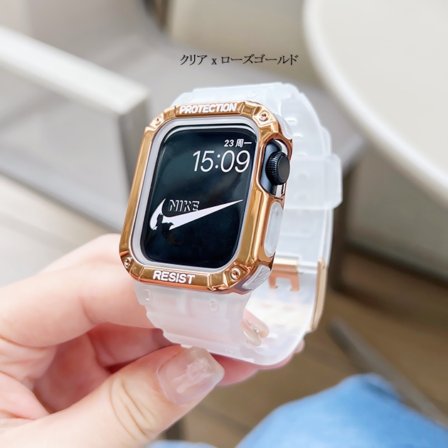 Apple Watch 9 SE バンド 女性 アップルウォッチ Ultra G 一体型 バンド 45mm シリコン ベルト セット 40mm 44mm スポーツ｜overpass｜14