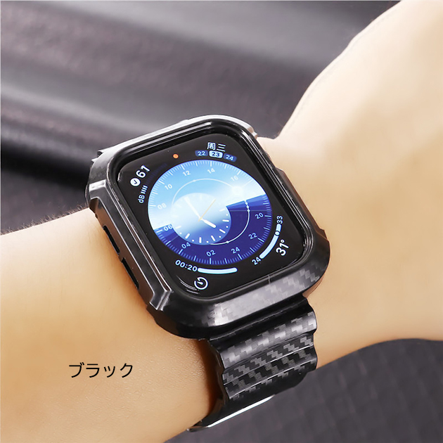 Apple Watch 9 SE バンド 45mm アップルウォッチ Ultra G 一体型 バンド シリコン ベルト セット 44mm 40mm メンズ カーボン｜overpass｜05