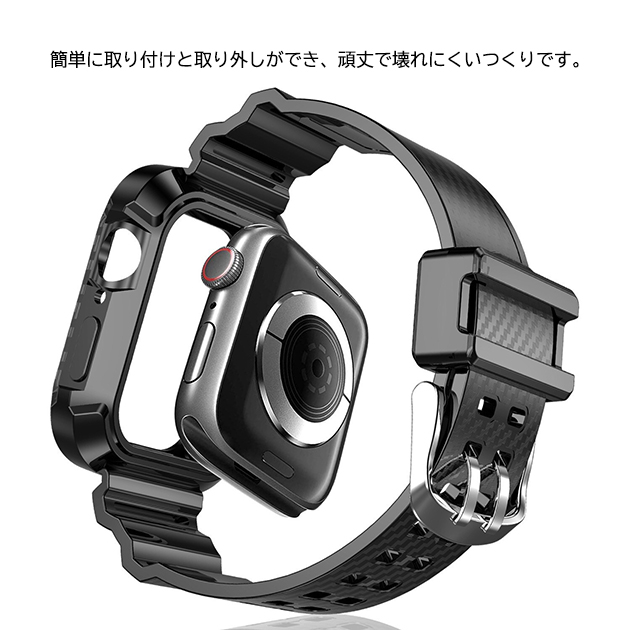 Apple Watch 9 SE バンド 45mm アップルウォッチ Ultra G 一体型 バンド シリコン ベルト セット 44mm 40mm メンズ カーボン｜overpass｜10