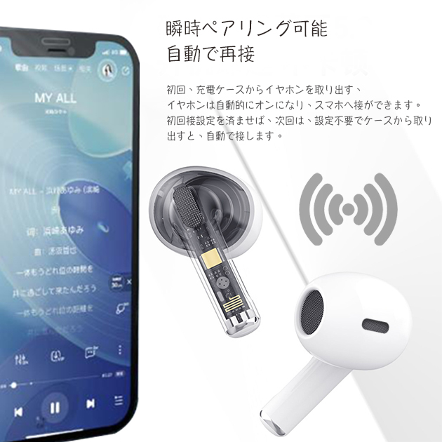 ワイヤレスイヤホン Bluetooth iPhone イヤホン Bluetooth ノイズキャンセリング インナーイヤー型 防水 携帯 スマホイヤホン 超軽量｜overpass｜21