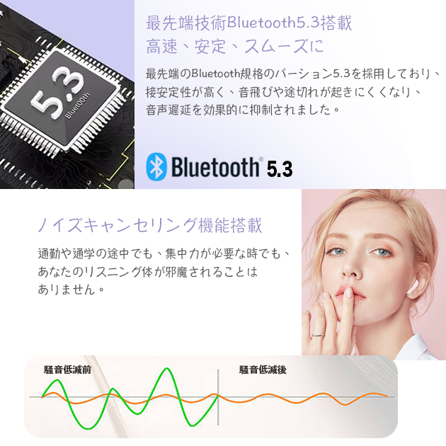 ワイヤレスイヤホン Bluetooth iPhone イヤホン Bluetooth ノイズキャンセリング インナーイヤー型 防水 携帯 スマホイヤホン 超軽量｜overpass｜12